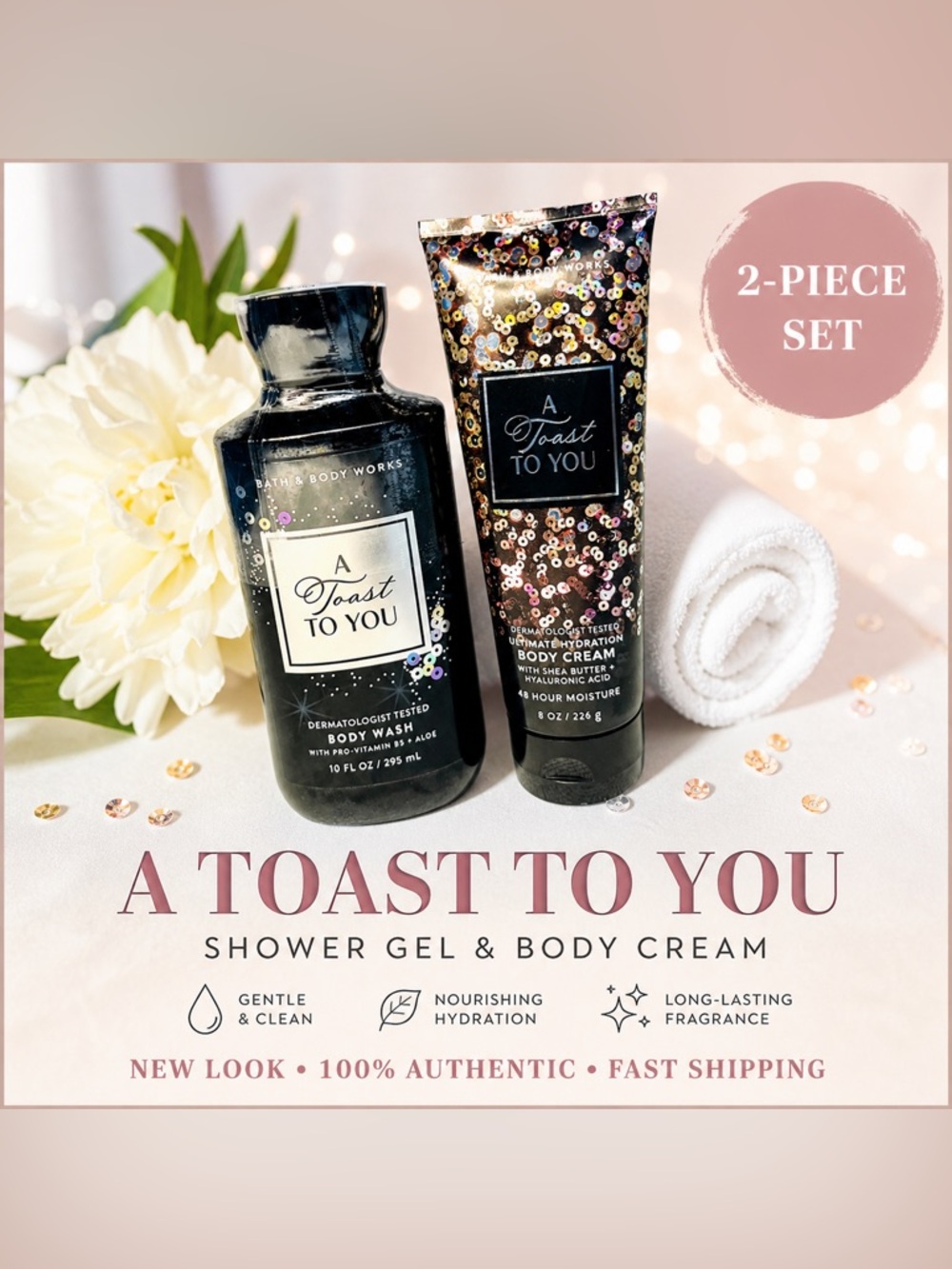 Bath & Body Works A Toast to You Body Wash & Cream Set - New Factory Sealed
